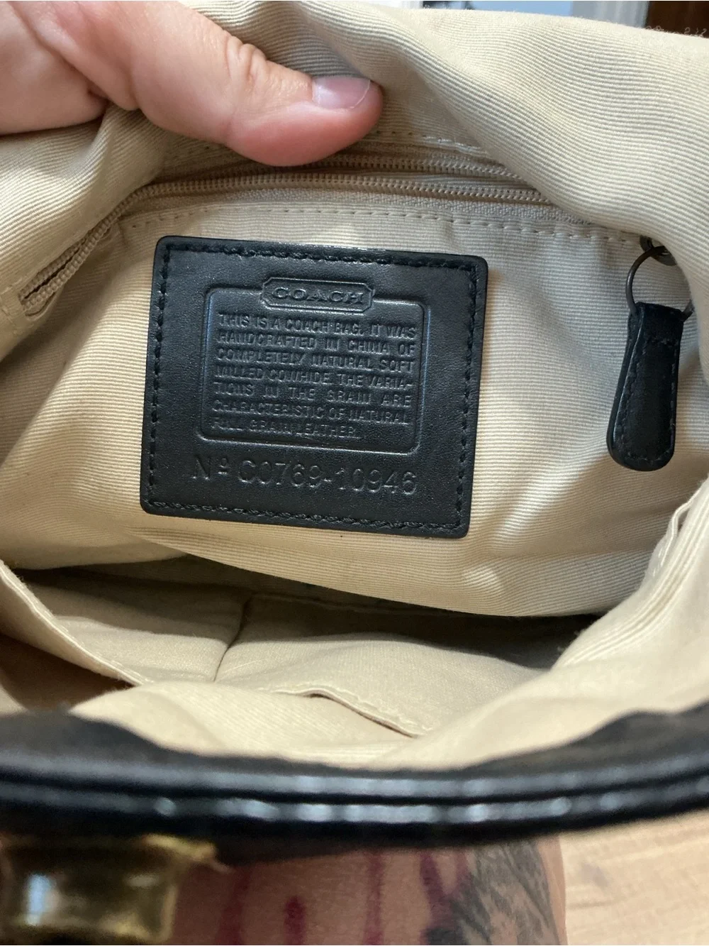 Coach Black Pebbled Leather Shoulder Bag with Contrast Stitching